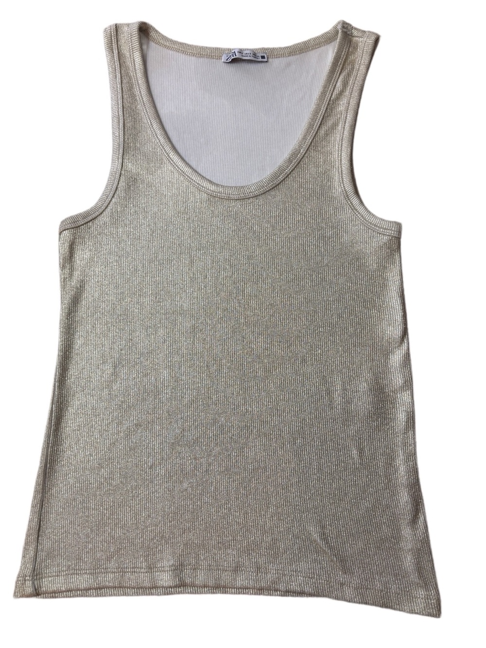 Metallic Gold Sleeveless Tank Zara Top - S